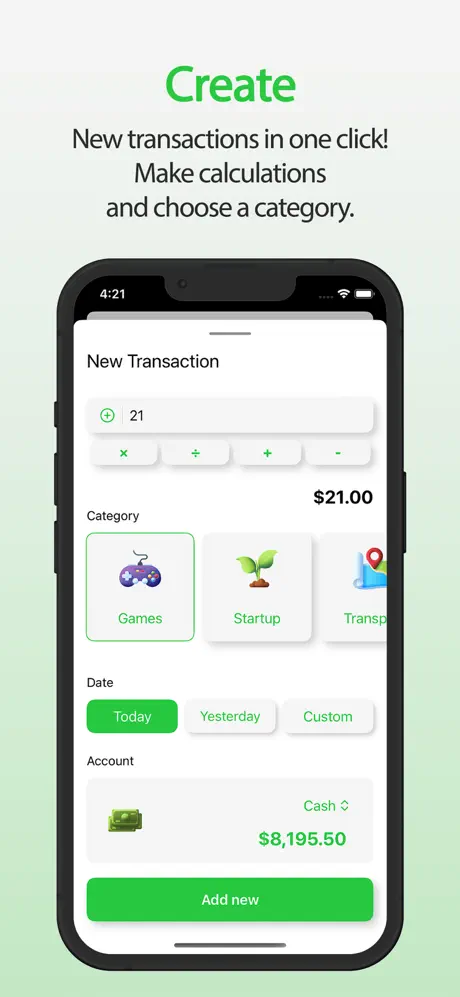 Creating new Transaction in Money Manager App for iOS