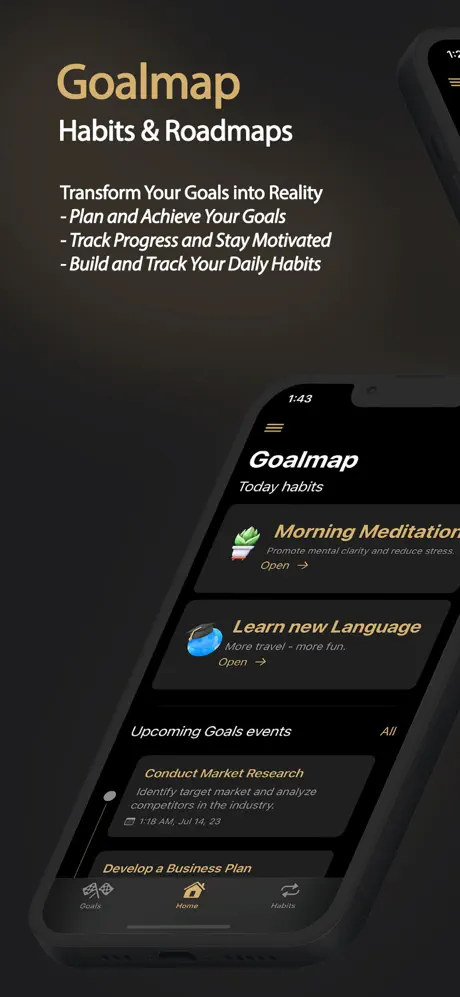 Daily Habits and Routine app for iOS with roadmap