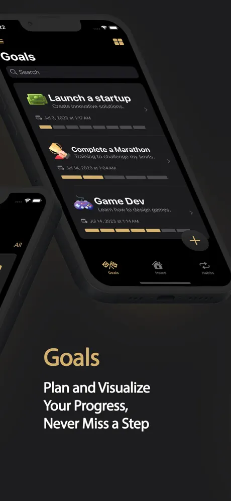 Tracking goal progress app and habits app for ios