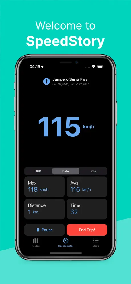 ios free offline speedometer app for iPhone with gps tracking history and route logging