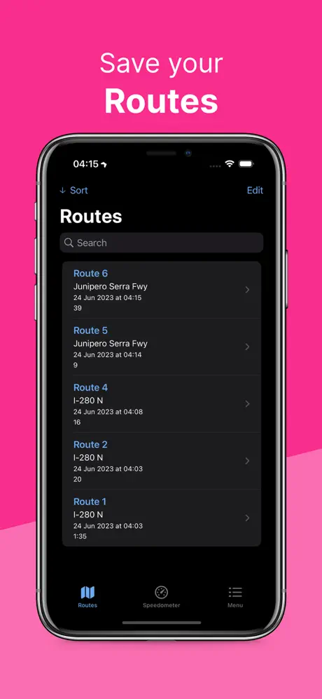 Log Routes in best ios speedometer app for iphone